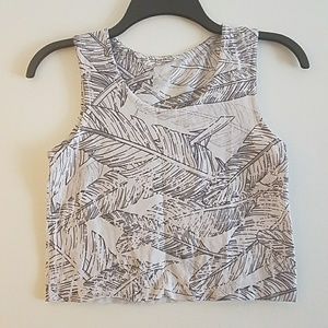 White grey and black feather crop top